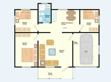 Estrutura portátil 4 da armação de aço/3 casas modulares do quarto, casa de campo de aço clara móvel